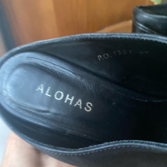 ALOHAS Revolve Clock out clog platform block heel mules black leather Spain - Picture 5 of 12